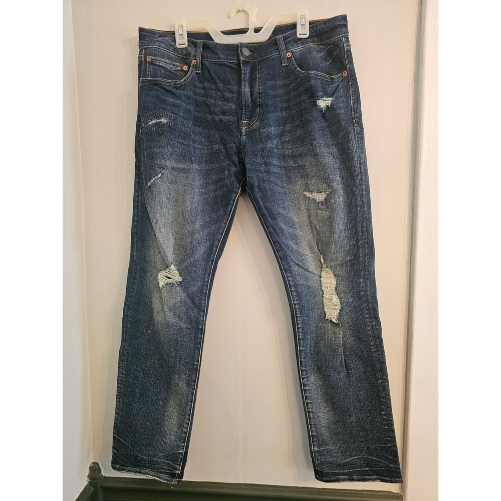 American Eagle Mens Extreme Flex 4 Slim Distressed Jeans 36x32 Blue